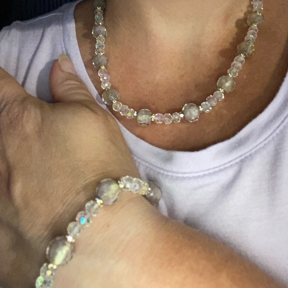 Handmade Pink Champagne Necklace & Bracelet Set - Picture 7 of 7